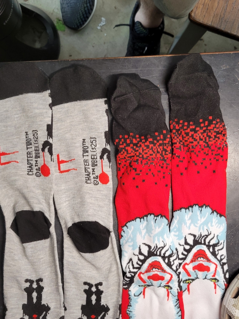 Men's Red & Black Graphic Crew Socks - Holiday Clown Design